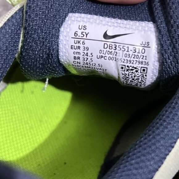 Nike Crater Impact Lime Ice-White-Navy Shoes Sz 6.5Y DB3551-310 Pre-owned - Picture 8 of 12